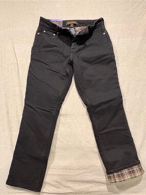 Realtree Men’s Black Straight Jeans with Plaid Lining. Size 30 X 30